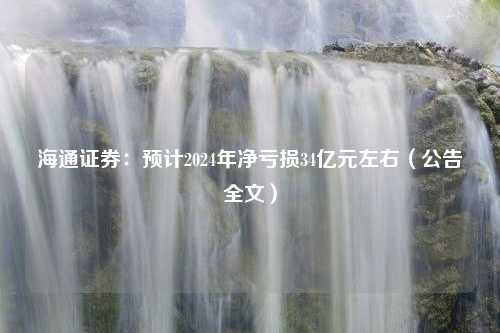 海通证券：预计2024年净亏损34亿元左右（公告全文）